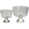 Smokey Silver Glass with Mercury Glass Pedestal Decorative Bowl Set